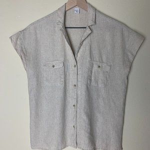 Old Navy Linen V-Neck Dolman Sleeve Button Up